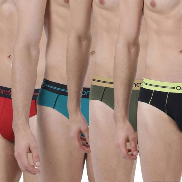 Men's Underwear Briefs - Core Brief - Men Premium Stretch Brief (Pack Of 4) - Brick Red-Navy Blue-Olive-Sea Green