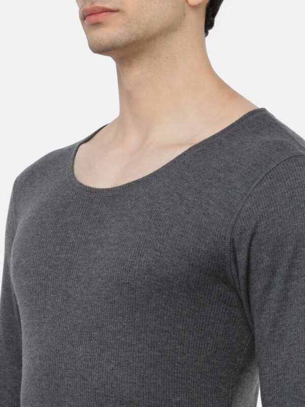 Men's Thermal Pyjama - Long Sleeve Vest Set - Charcoal Melange - Print - One8 Innerwear