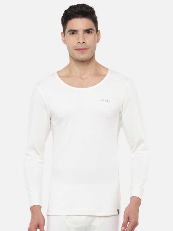 Men's Thermal Pyjama - Long Sleeve Vest Set - White - Front - One8 Innerwear