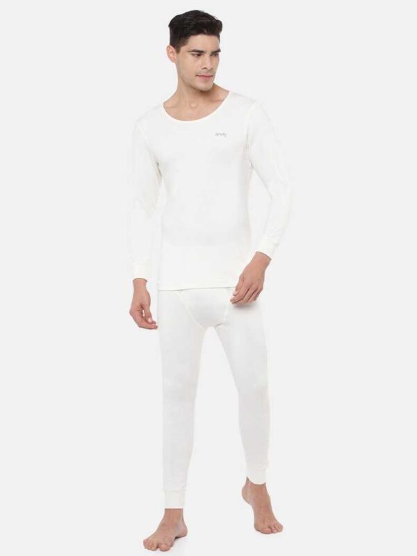 Men's Thermal Pyjama - Long Sleeve Vest Set - White - Full - One8 Innerwear